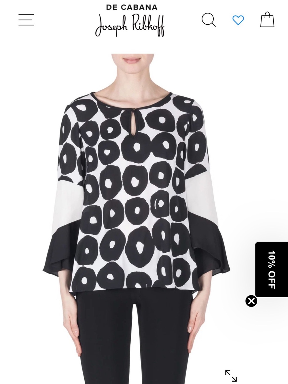 Joseph Ribkoff Black & White Bold Circle-Print Blouse